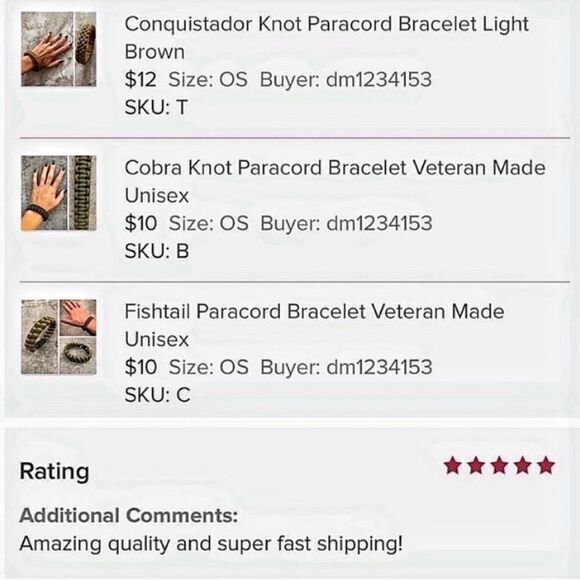 Paracord Bracelet NEW Unisex Handmade USA Red Blue Silver Black - Picture 8 of 8